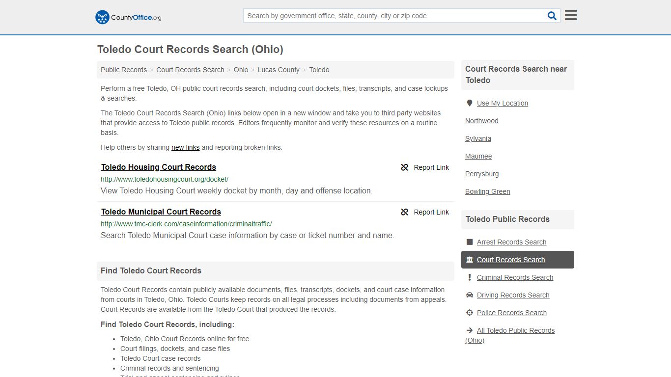 Court Records Search - Toledo, OH (Adoptions, Criminal ...